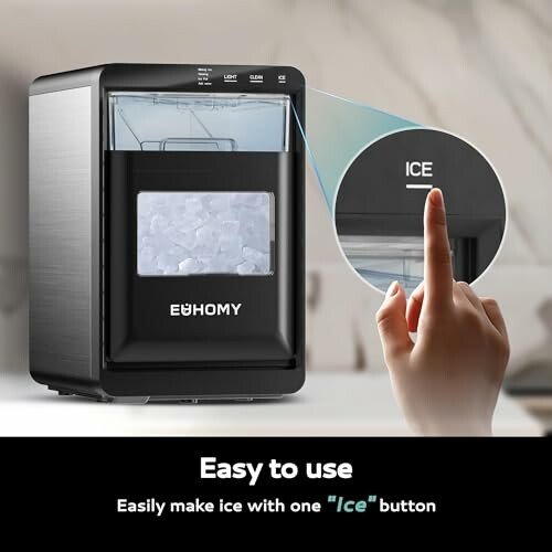 Compact ice maker with easy-to-use button.