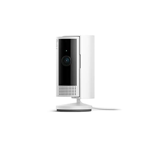 White indoor security camera with stand